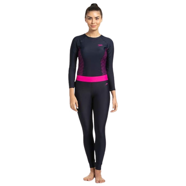 Speedo AF Active Legging, True Navy/Electric Pink | Stretchable Swim Leggings with Chlorine-Resistant Fabric & Comfortable Fit