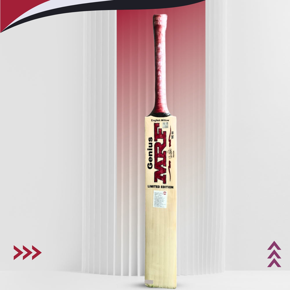 MRF Limited Edition English Willow Cricket Bat, Short Handle | Grade 2 Premium Willow with Thick Edges & Professional Performance