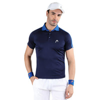 HEAD HCD 378 Polo Men's Collar Neck T-Shirt - 100% Polyester, Navy/Royal Blue | Lightweight Sports Polo with Breathable Quick-Dry Fabric - Best Price online Prokicksports.com