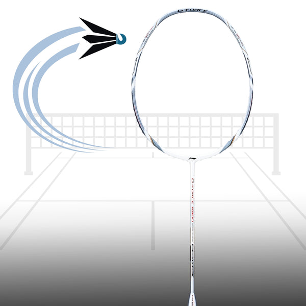 Li-Ning G-Force 8900 Extra Strong Strung Badminton Racquet (3U G6) | Head-Heavy Carbon Graphite Frame with 35 lbs Tension for Power Play (White/Silver)