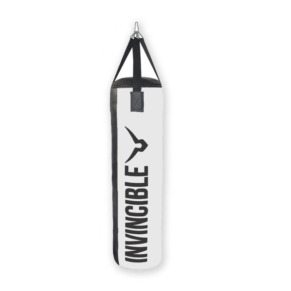 Invincible Power Punching Bag 4 Feet | Durable Boxing Training Bag | High Impact Fitness Punch Bag – Black/White