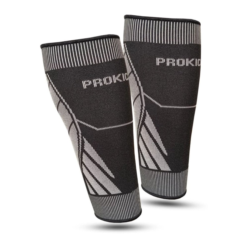 Prokick Calf Compression Sleeves for Men and Women, Black/Grey