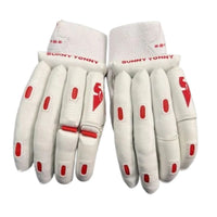 SG Sunny Tonny Icon Right Hand Batting Gloves, White/Red | Premium Leather Palm with High-Density Foam Protection & Pre-Curved Finger Design - Best Price online Prokicksports.com