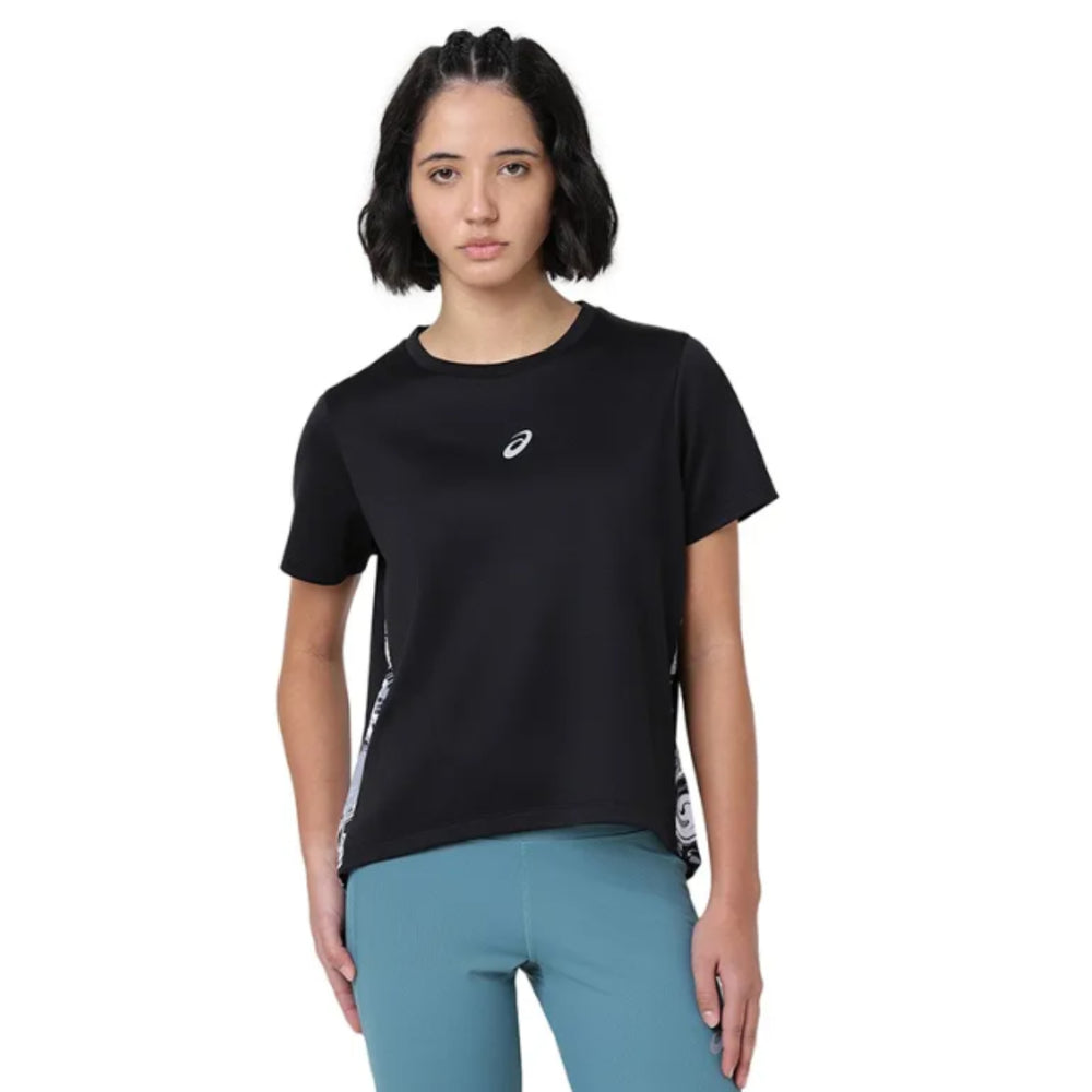 ASICS High Low AOP SS Top for Women | Round Neck Sports T-Shirt