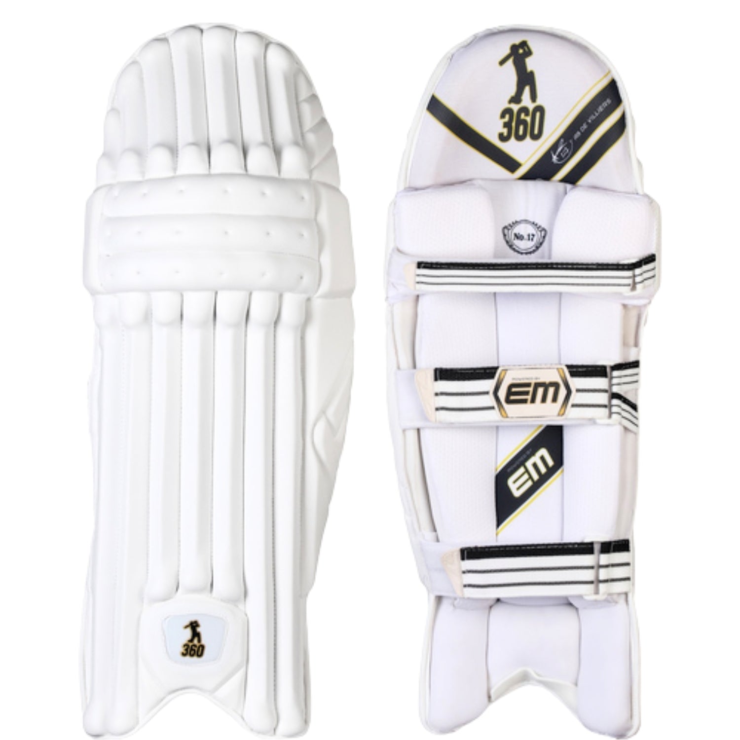 EM 360 Number 17 Cricket Batting Legguard Right Hand – ABD 360 No.17 Hi‑Density EVA Pads with Specialized Knee Socket - Best Price online Prokicksports.com