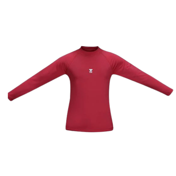 TYR Girls Eco Long Sleeve Swimming Rashguard – Red | UV Protection Swim Top with Lightweight Stretch Fabric