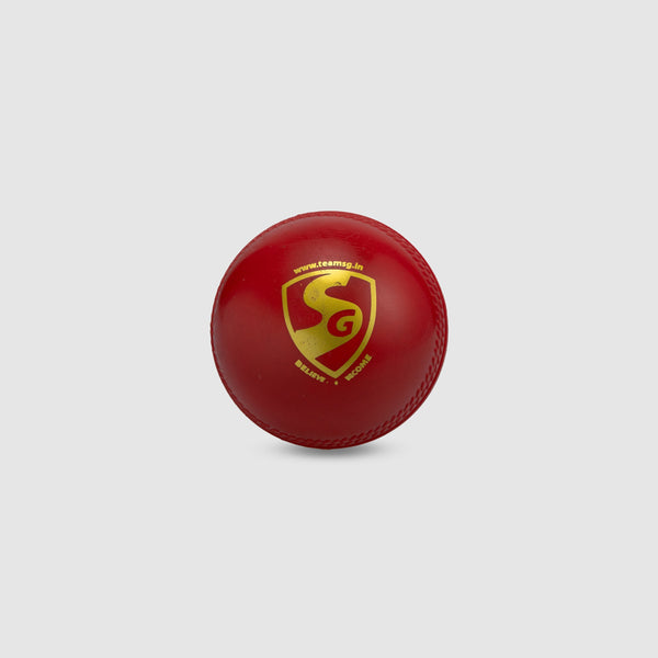 SG Everlast Tec Synthetic Cricket Ball - Adult | PU Construction, Replica Seam | Red & White