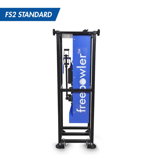 Freebowler Superthrower Standard is an FS2 automated, arm‑simulated and portable cricket bowling machine designed to throw real balls at adjustable speeds for realistic net practice.