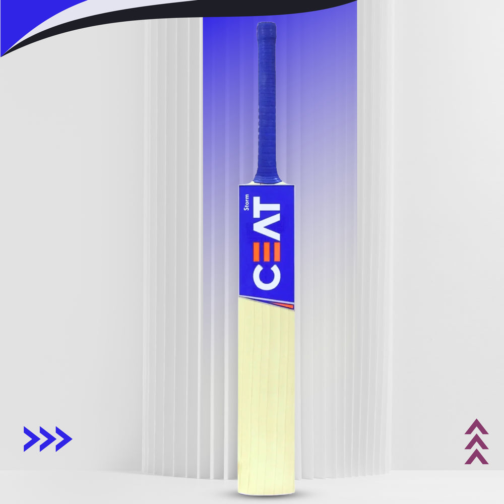 CEAT Storm English Willow Cricket Bat, Short Handle | Grade 3/4 Willow with Thick Edges & Power Hitting Profile