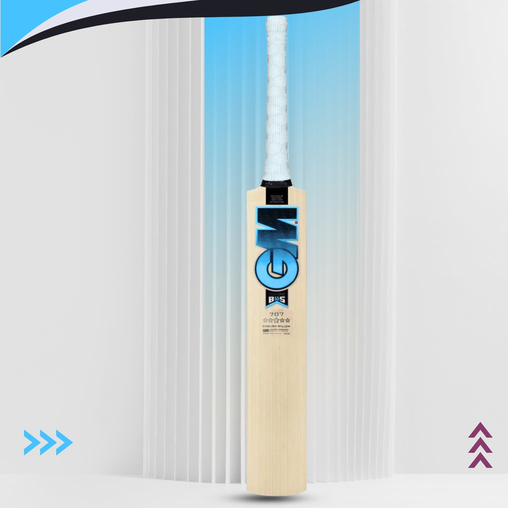 GM Diamond 707 English Willow Cricket Bat – Short Handle | Grade 2 Willow with Powerarc Profile & Dynamic Sweet Spot