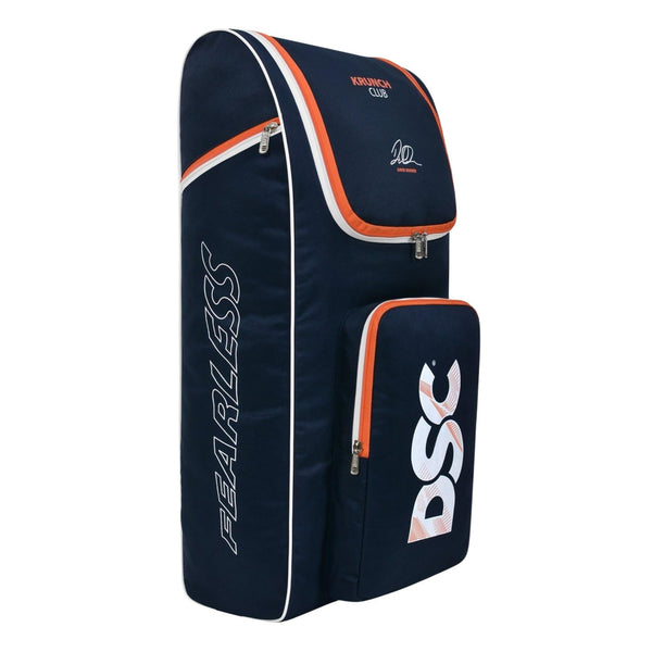 DSC Krunch Club Cricket Kitbag, Navy – Medium Duffle Kit Bag, Polyester & PU, Full Foam Padding, Front-Top Access, Multiple Pockets