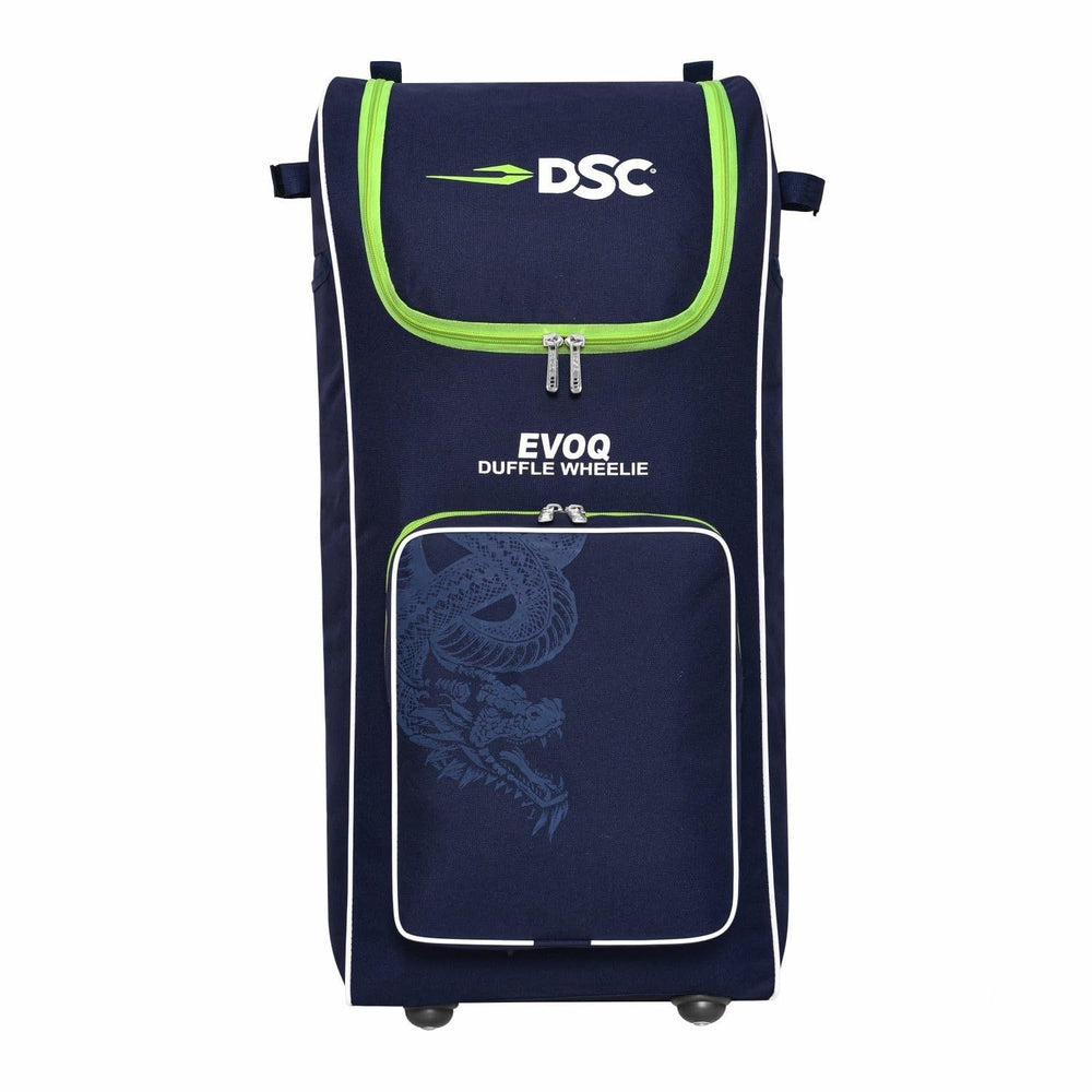 DSC EVOQ Duffle Cricket Kit Bag with Wheelie – Navy/F Yellow, Premium Wheelie Duffle Cricket Gear Bag with Large Capacity & Durable Fabric