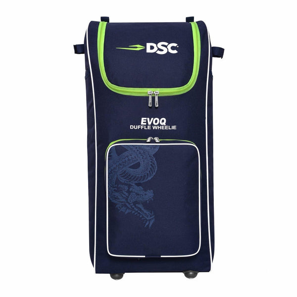 DSC EVOQ Duffle Cricket Kit Bag with Wheelie – Navy/F Yellow, Premium Wheelie Duffle Cricket Gear Bag with Large Capacity & Durable Fabric