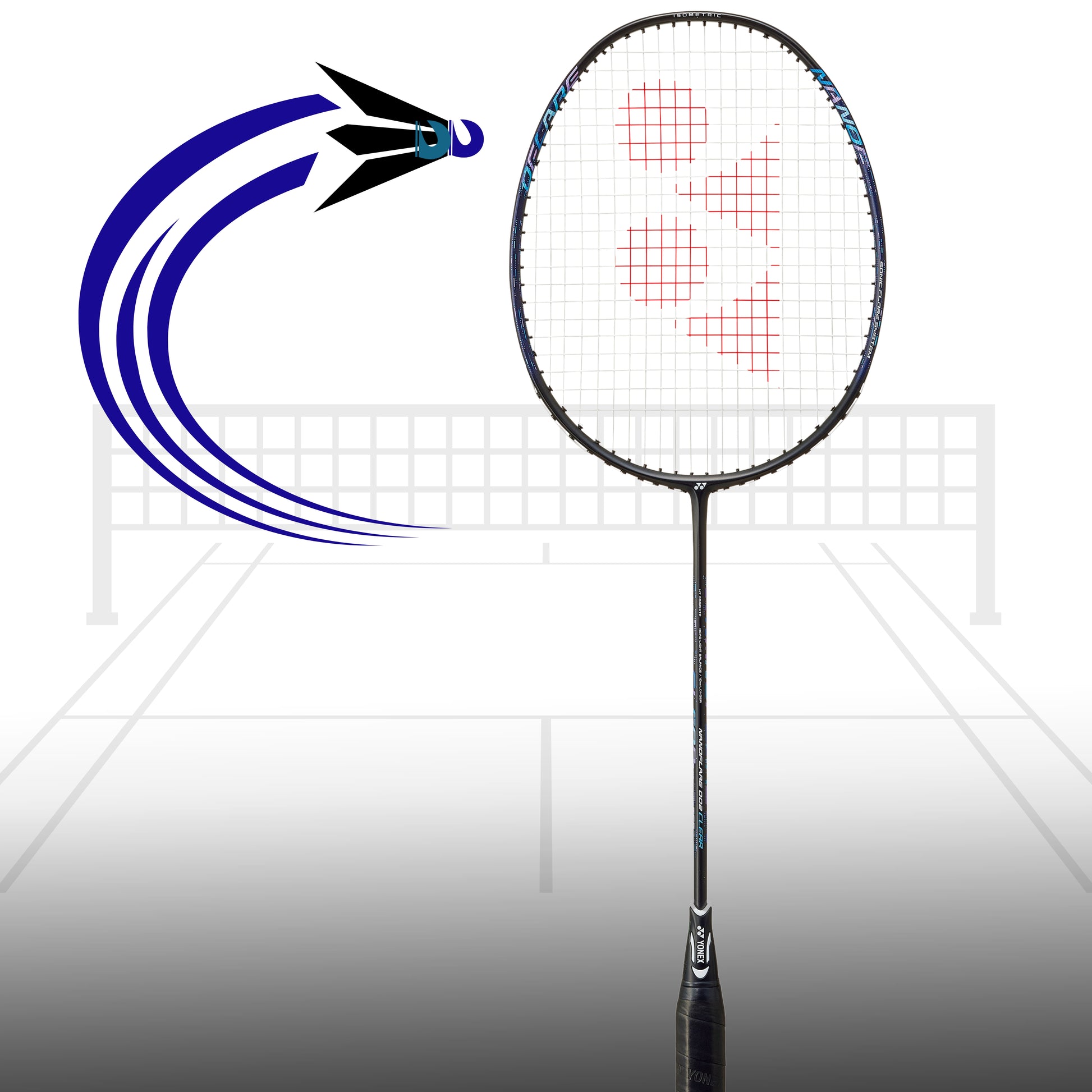 Yonex Nanoflare 002 Clear Strung Badminton Racquet – 4U4 (Black/Blue) | Head-Light Speed with Flexible Shaft & ISOMETRIC Frame - Best Price online Prokicksports.com