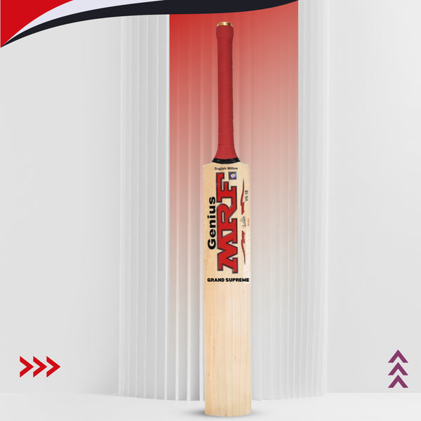 MRF Genius Grand Supreme English Willow Cricket Bat, Short Handle | Grade 1 Premium Willow with Duckbill Toe & Pro-Level Power