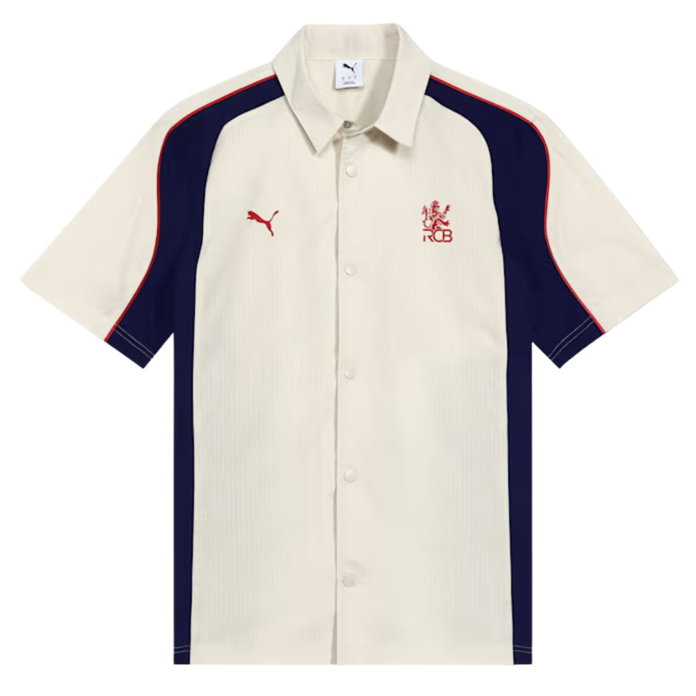PUMA x RCB Woven Polo T-Shirt for Men | Premium Woven Fabric with Classic Collar, Button Placket & Official RCB Branding for Smart Casual Style