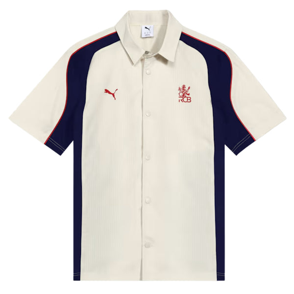 PUMA x RCB Woven Polo T-Shirt for Men | Premium Woven Fabric with Classic Collar, Button Placket & Official RCB Branding for Smart Casual Style
