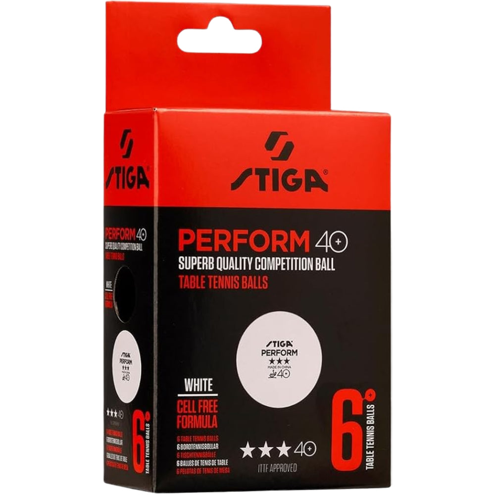 STIGA Perform 3-Star 40+ Table Tennis Balls – Pack of 6 (White) | ITTF Approved