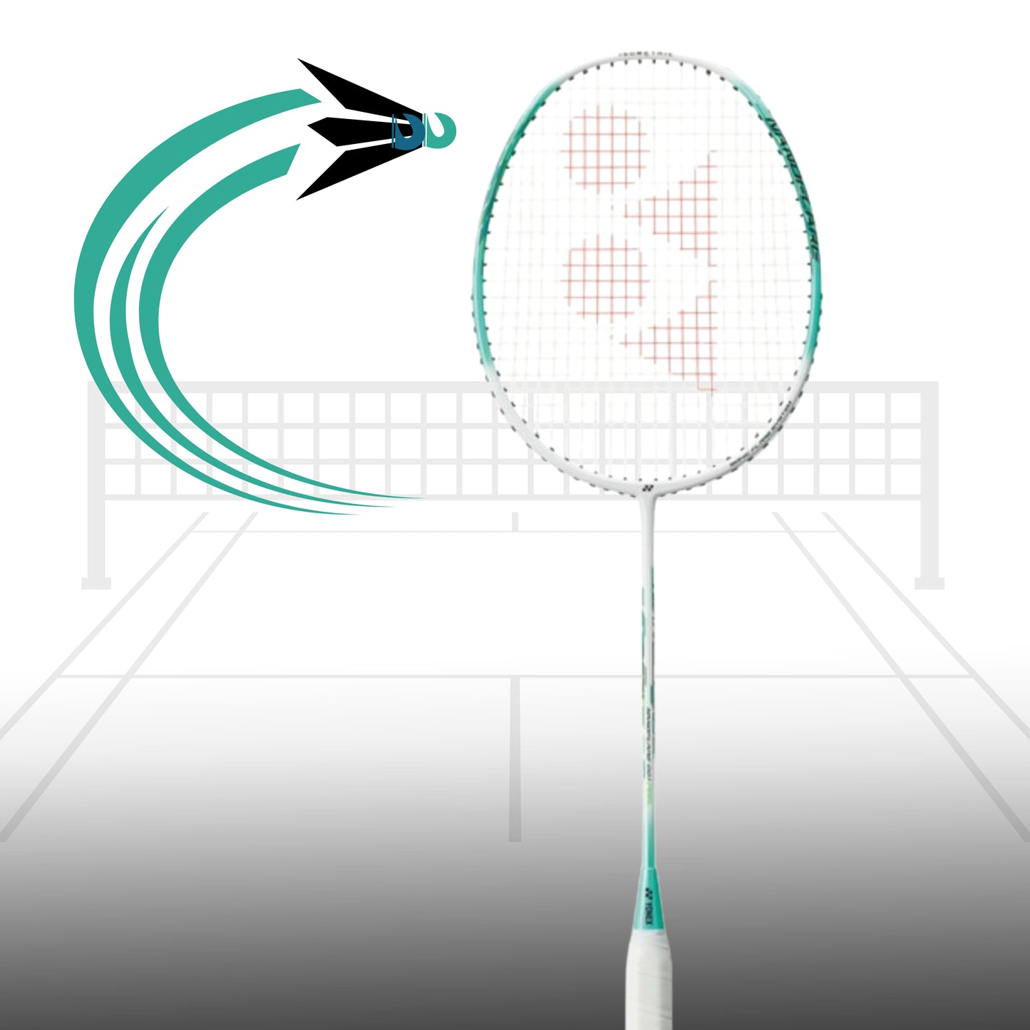 Yonex Nanoflare 001 Feel Strung Badminton Racquet – 5U4 (White/Mint) | Head-Light Speed Racquet with Hi-Flex Shaft & ISOMETRIC Frame - Best Price online Prokicksports.com