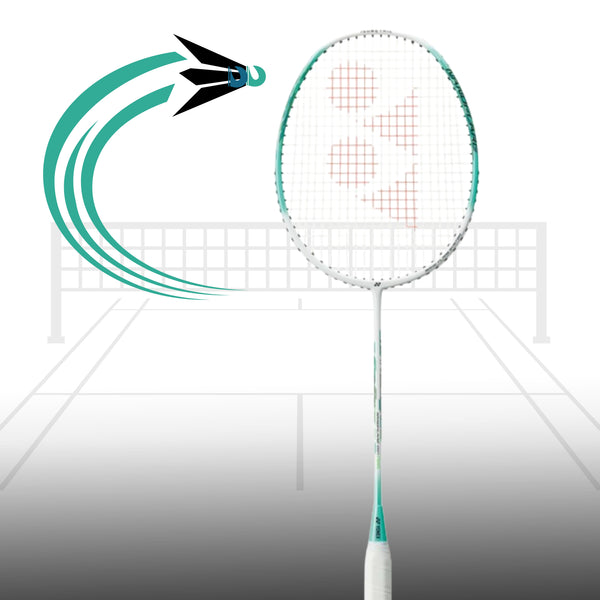 Yonex Nanoflare 001 Feel Strung Badminton Racquet – 5U4 (White/Mint) | Head-Light Speed Racquet with Hi-Flex Shaft & ISOMETRIC Frame