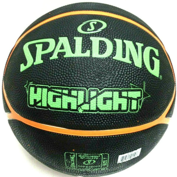 Spalding Highlight Rubber Basketball – Size 7 (29.5), Full Pebbled All‑Surface Grip, Indoor/Outdoor Training & Match Ball