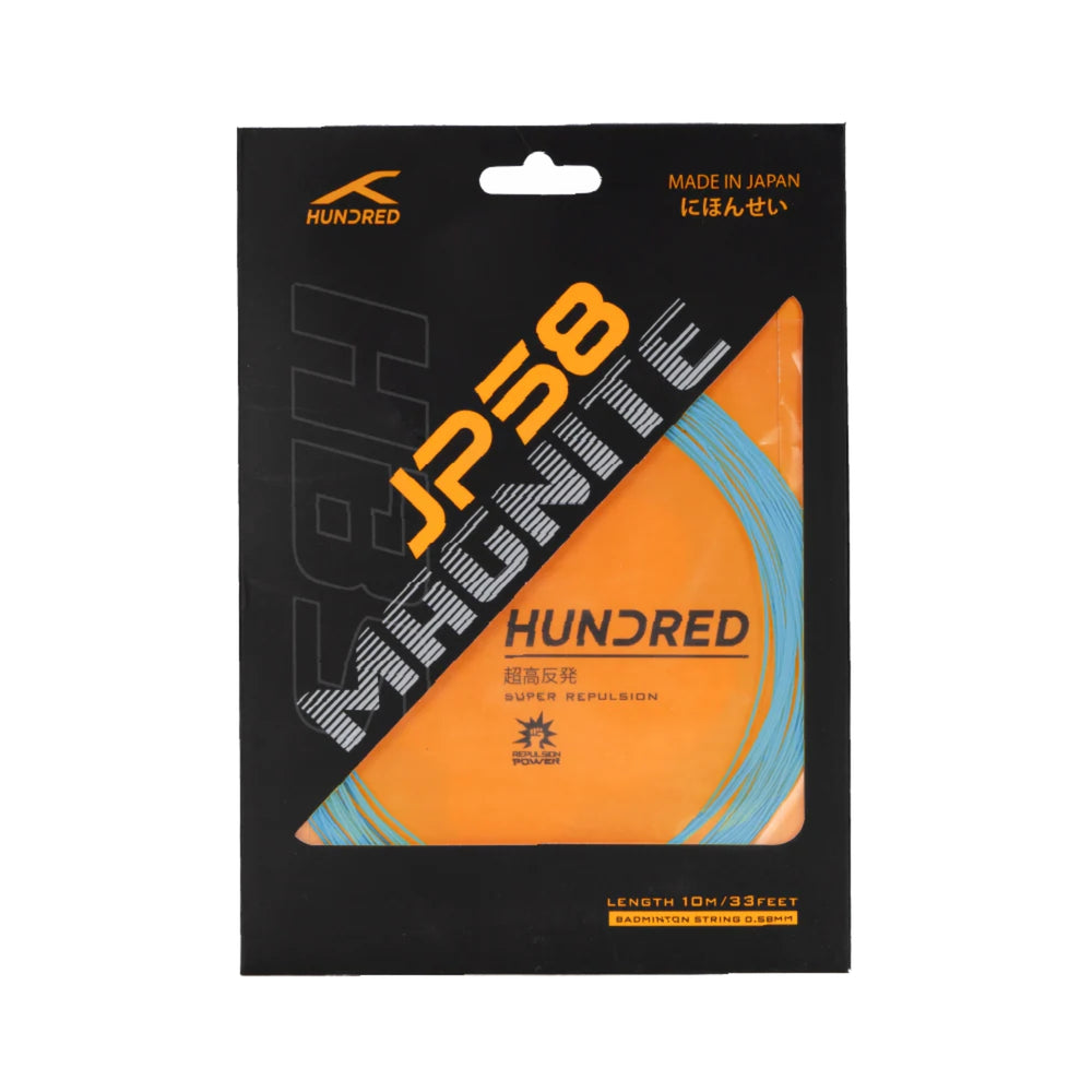 HUNDRED JP58 Magnite Badminton String (0.58mm) | Ultra-Thin High Repulsion String with Explosive Power & Crisp Sound