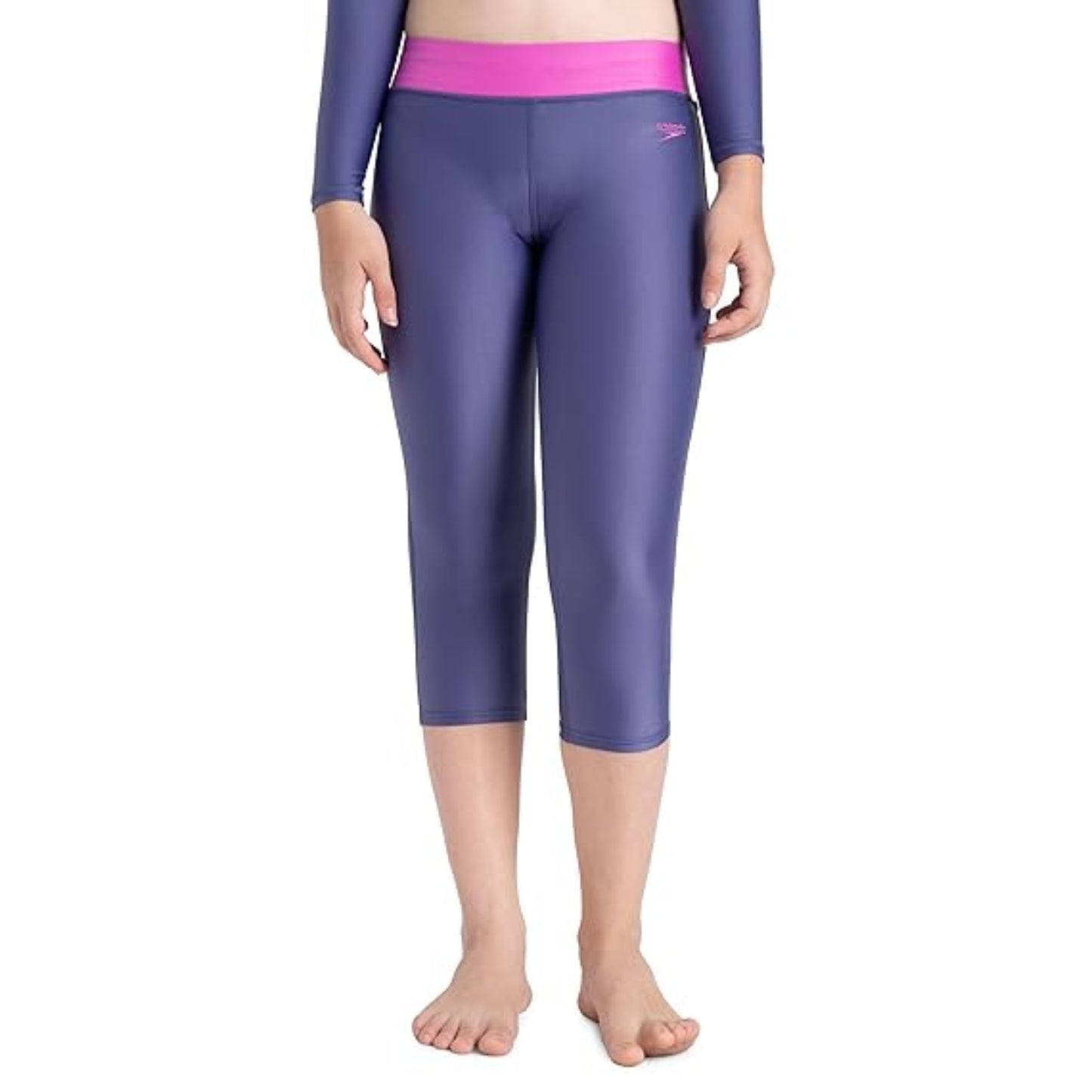 SPEEDO SWIM CONTRAST CAPRI, HAPUNA BLUE/NEON VIOLET | Chlorine-Resistant Fabric with UPF Protection & Performance Fit - Best Price online Prokicksports.com