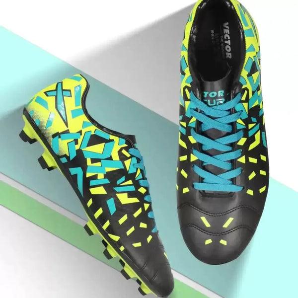 Vector X Men's Synthetic Acura Football Shoes – Lightweight Football Boots with Durable Grip Sole for Turf & Ground Play, Black/Green