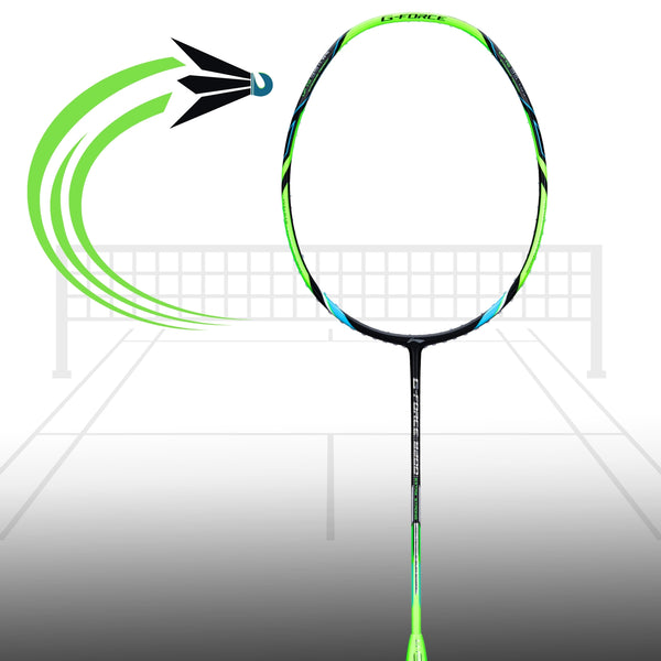 Li-Ning G-Force 8200 Extra Strong Strung Badminton Racquet (3U G6) | Head-Heavy Carbon Graphite Frame with Dynamic Optimum Frame & 35 lbs Tension (Black/Lime Green)