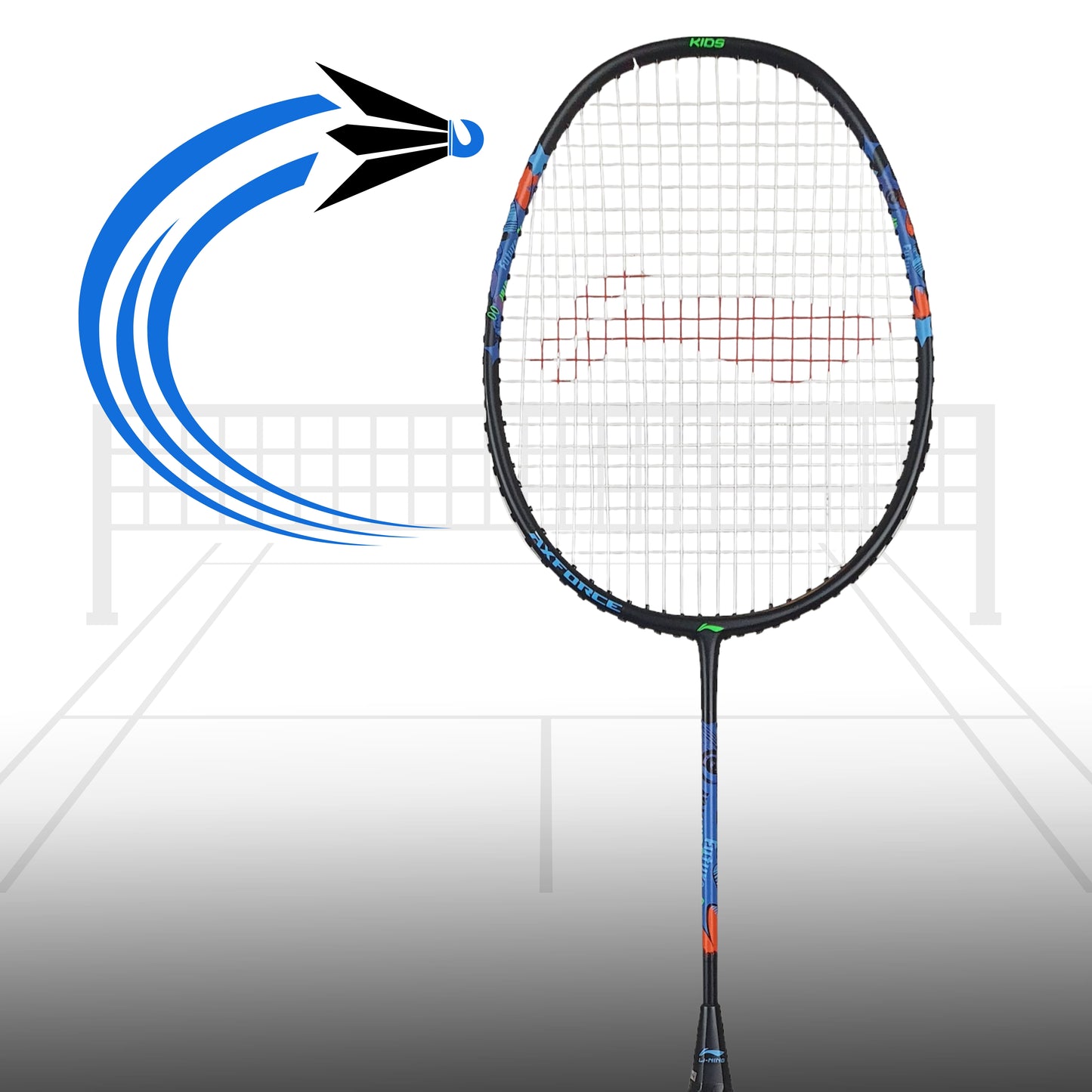 Li-Ning AX Force Kids Strung Badminton Racquet – Black/Blue (G6) | Lightweight Junior Racquet with Flexible Shaft & Durable Build - Best Price online Prokicksports.com