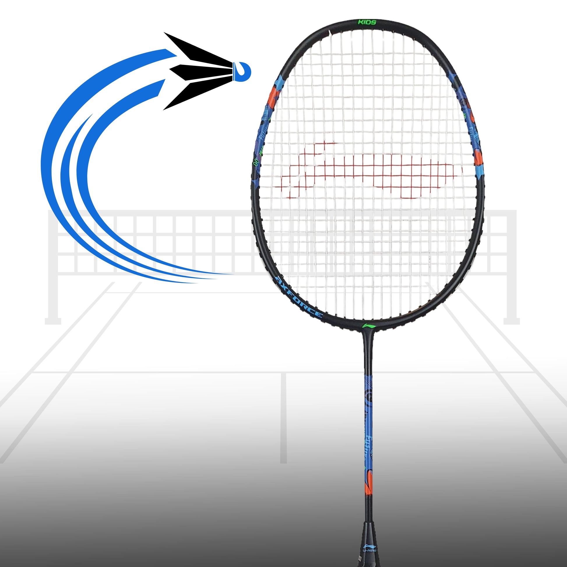 Li-Ning AX Force Kids Strung Badminton Racquet – Black/Blue (G6) | Lightweight Junior Racquet with Flexible Shaft & Durable Build - Best Price online Prokicksports.com