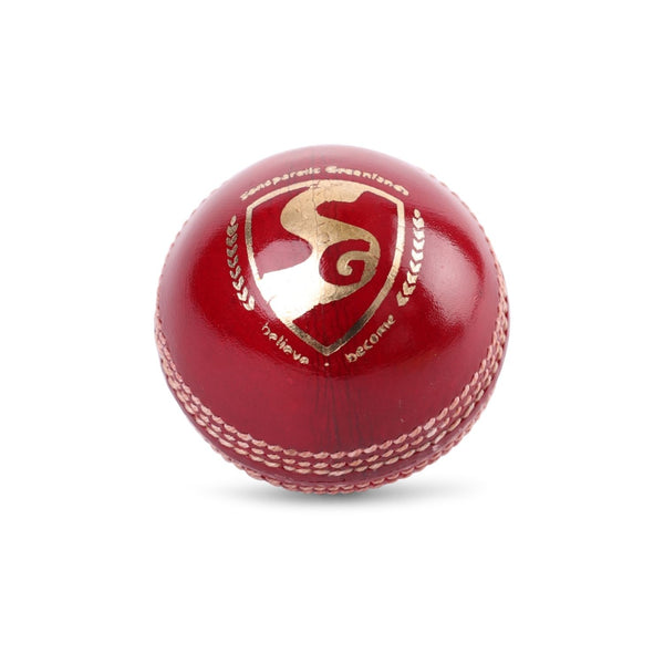 SG Shield 30 Cricket Leather Ball 1 PC, Red – Youth, 4‑Piece Alum‑Tanned Leather, Waterproof, Club & School Match Ball