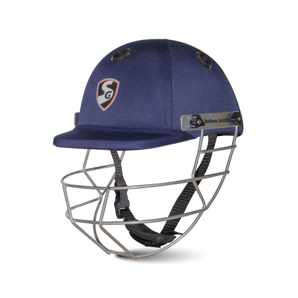SG Club Cricket Helmet with Steel Face Guard | Lightweight Protective Cricket Helmet for Matches & Practice | Navy Blue