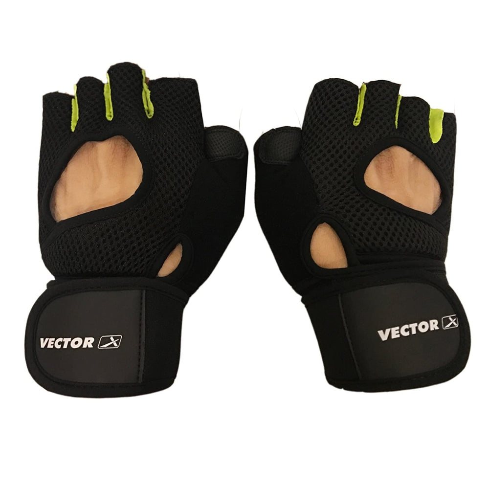 Vector X VX-500 Gym & Fitness Gloves | Durable Anti-Slip Padded Gloves with Wrist Support & Breathable Mesh for Training