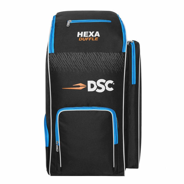 DSC Hexa Cricket Kit Bag – Black/Blue, Premium Large Capacity Cricket Gear Bag with Durable Fabric & Multi-Compartment Storage