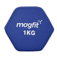 Magfit Neoprene Dumbbell (Na) - Blue - 1 Kg | Anti-Slip, Ergonomic, Ideal for Home Workouts & Toning - Best Price online Prokicksports.com