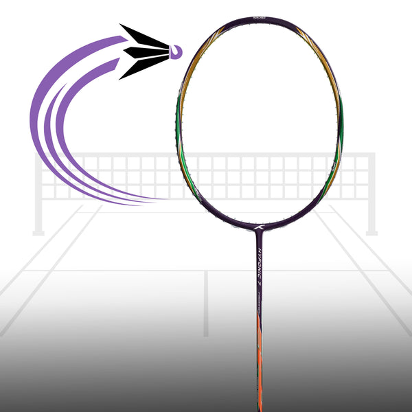 Hundred Hyfonic 7 Unstrung Badminton Racquet – Purple/Green (4U) | Precision Control with Dual Aerodynamic Frame & HyperWeave Carbon