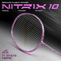 Hundred Nitrix 10 Badminton Racket (Strung) | Head-Heavy Carbon Fiber Attacking Racquet with Full Cover | Max Tension 30 lbs - Best Price online Prokicksports.com