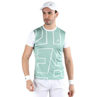 HEAD HCD‑384 Men’s Round‑Neck Sports T‑Shirt – Moisture‑Wicking Polyester Interlock with Digital Graphic Print (Pista Green) - Best Price online Prokicksports.com