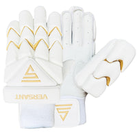 Versant OG Right Hand Batting Gloves – Adult White/Gold (Cut Finger Shock Absorber Protection with Sheep Leather Palm) - Best Price online Prokicksports.com