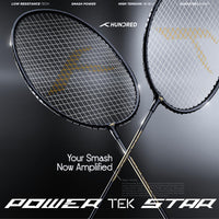 Hundred Powertek Star Strung Badminton Set (Pack of 2 Racquets) | Lightweight Aluminium Frame with Pre-Strung Strings, Full Cover & Shuttlecock Combo for Beginners - Best Price online Prokicksports.com