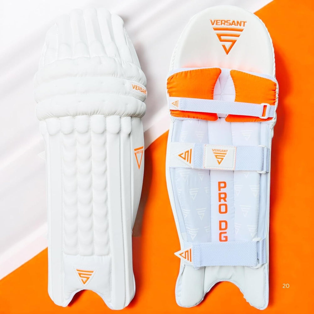 Versant Pro DG Right Hand Batting Legguards –White (Molded High-Density Foam with Reinforced Knee Caps) - Best Price online Prokicksports.com