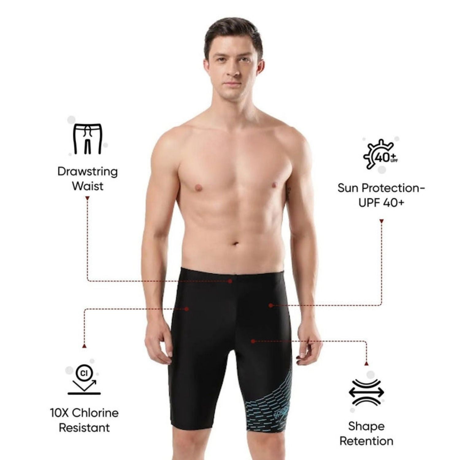 Speedo AM Medley Logo Jammer Men’s Swimwear – Performance Training Swim Jammer with Stretch Fabric, Quick Dry & Chlorine Resistant Design - Best Price online Prokicksports.com