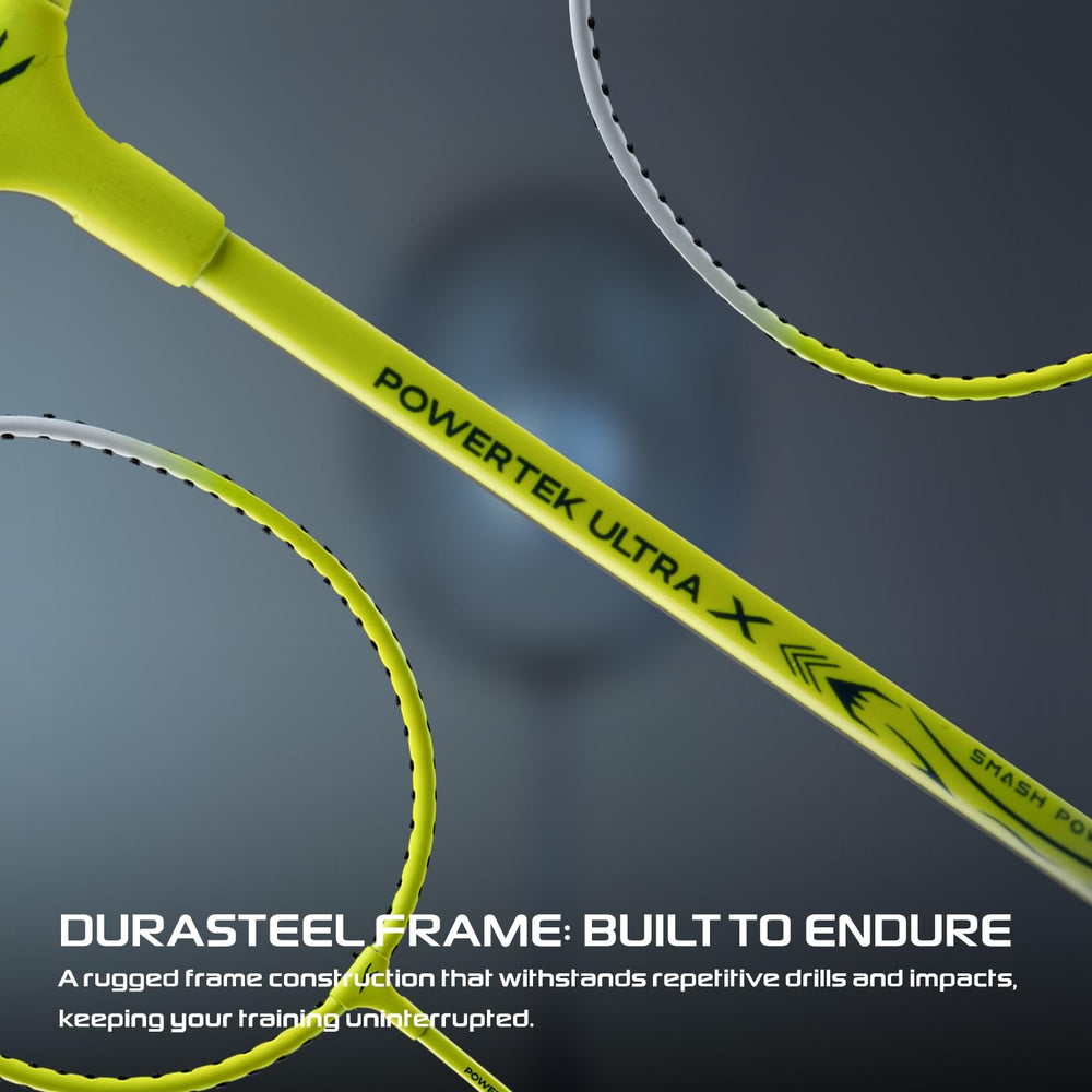 Hundred Powertek Ultra X Strung Badminton Set (2 Racquets) | Lightweight Aluminium Frame with Head-Heavy Balance, Full Cover | Beginner Friendly Combo Kit - Best Price online Prokicksports.com