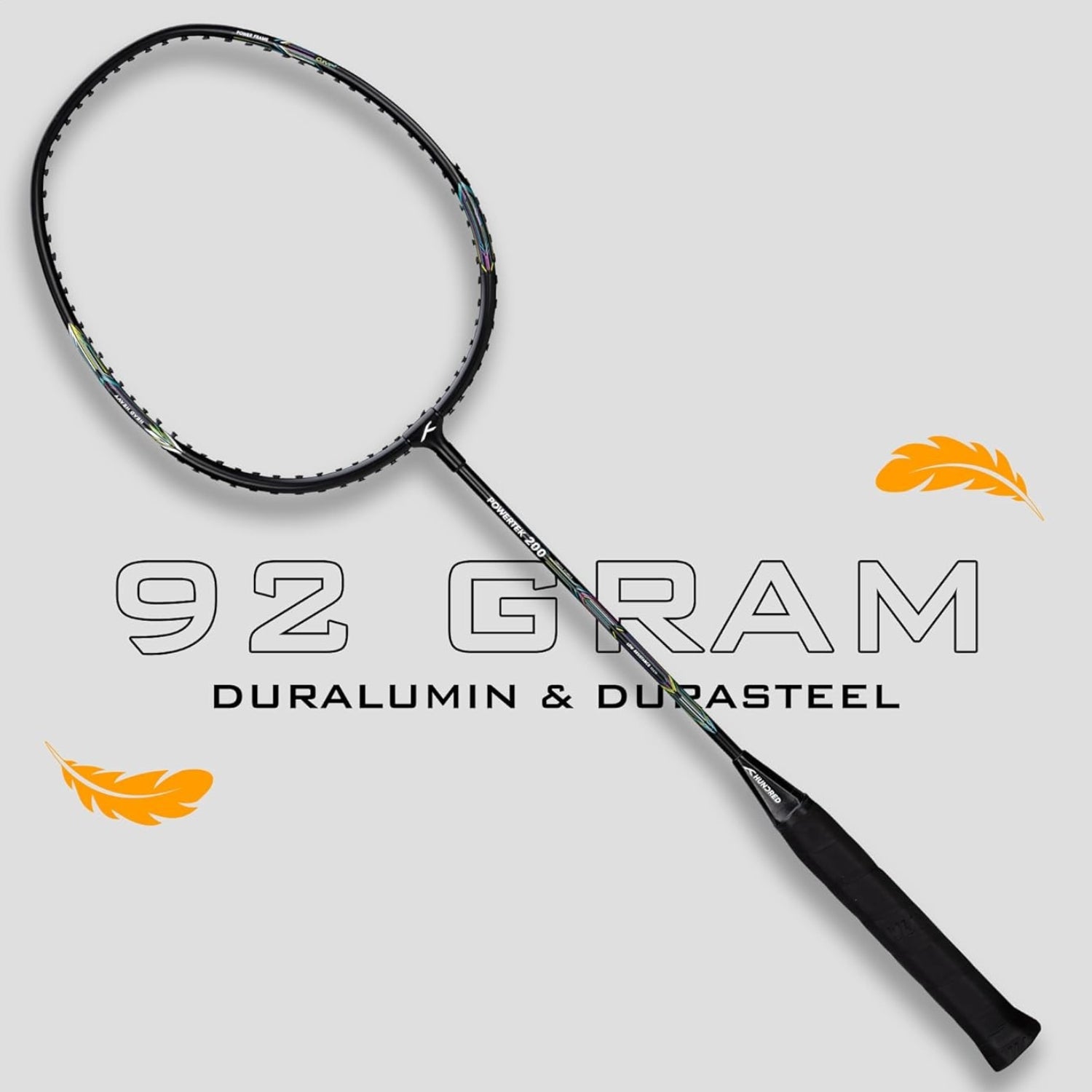 HUNDRED Powertek 200 Strung Badminton Racquet | Lightweight 95g | Head-Heavy Balance | Flexible Shaft | G5 Grip | Ideal for Intermediate Players - Best Price online Prokicksports.com
