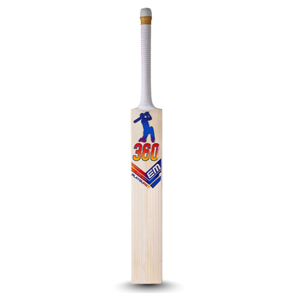 EM 360 Play Burst Kashmir Willow Cricket Bat – AB de Villiers 360 Range Power Bat for Hard Tennis & Leather Ball, Thick Edges & Semi‑Oval Handle - Best Price online Prokicksports.com