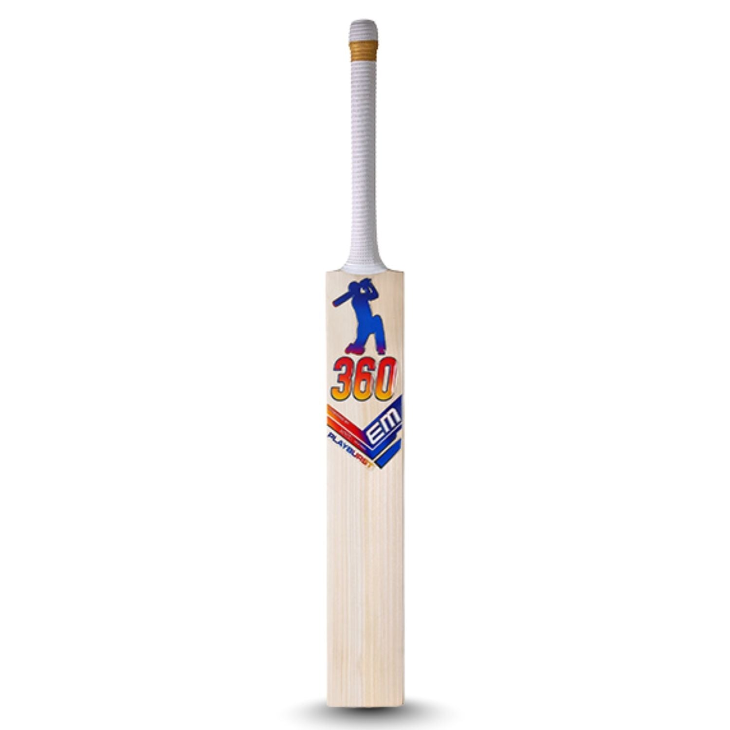 EM 360 Play Burst Kashmir Willow Cricket Bat – AB de Villiers 360 Range Power Bat for Hard Tennis & Leather Ball, Thick Edges & Semi‑Oval Handle - Best Price online Prokicksports.com