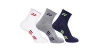 Yonex Accessories Socks M2575T 3-in-1 Pack White, Light Gray & Navy | Cushioned Sports Socks with Moisture-Wicking Comfort - Best Price online Prokicksports.com