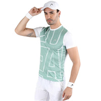 HEAD HCD‑384 Men’s Round‑Neck Sports T‑Shirt – Moisture‑Wicking Polyester Interlock with Digital Graphic Print (Pista Green) - Best Price online Prokicksports.com