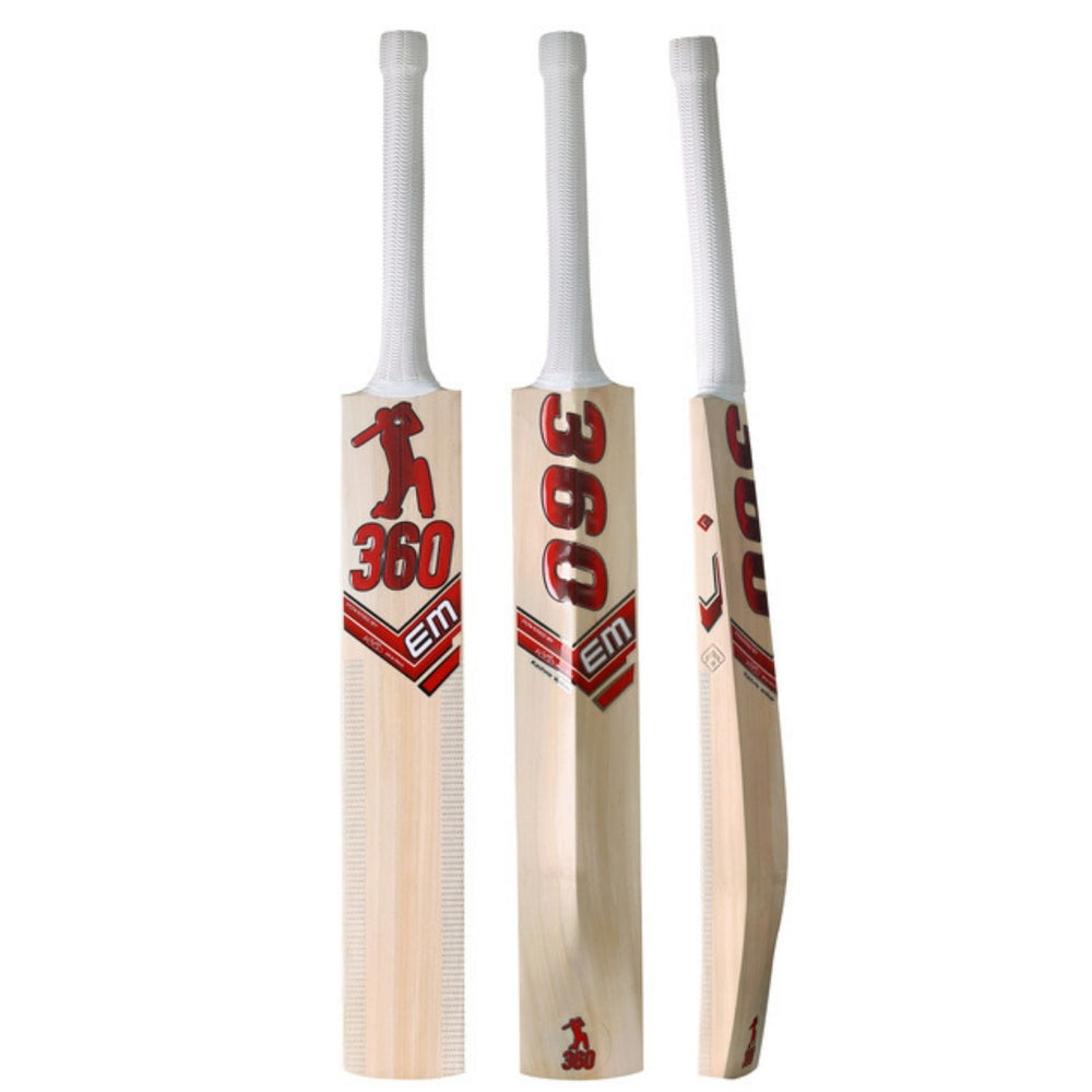 EM 360 Bold Kashmir Willow Cricket Bat – AB de Villiers 360 Range Grade‑1 Kashmir Willow Power Bat for Leather & Hard Tennis Ball - Best Price online Prokicksports.com